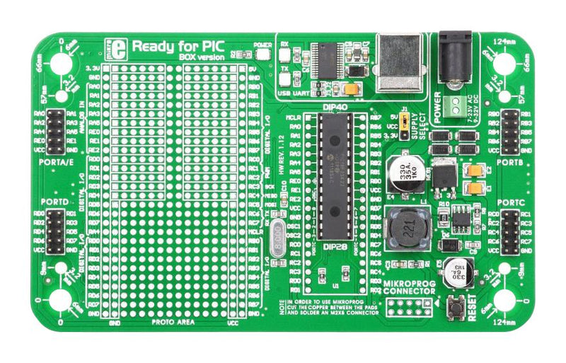 Mikroelektronika MIKROE-1280 Development Kit Ready-for-PIC PIC18F25K22-I/SP 28 Pin DIP 8-Bit PIC MCU Mikroprog Programmer New