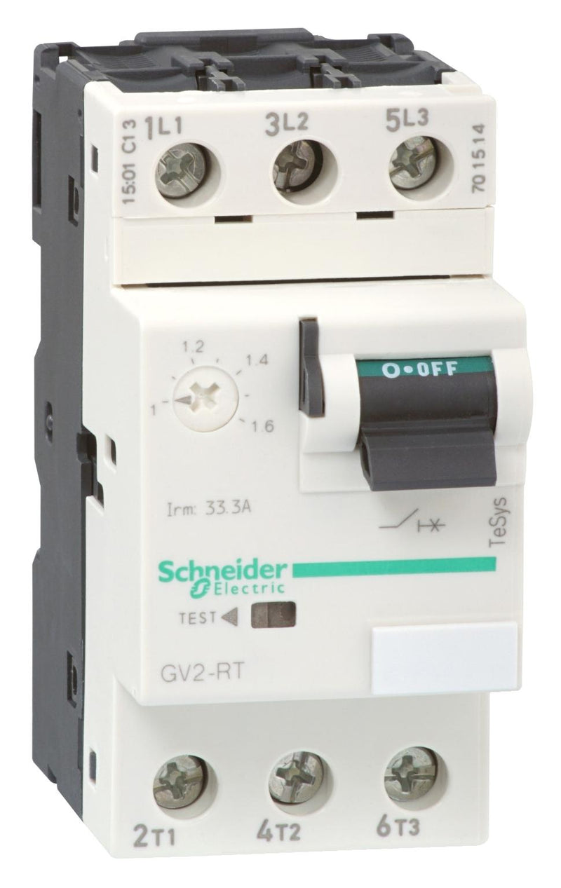 Schneider Electric GV2RT05 Thermal Magnetic Circuit Breaker Toggle Control Tesys Series 1 A 3 Pole 690 V DIN Rail Panel