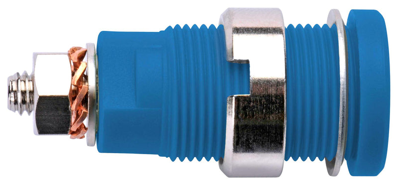 Schutzinger SEB 6445 NI / BL Banana Test Connector Jack Panel Mount 32 A 1 kV Nickel Plated Contacts Blue