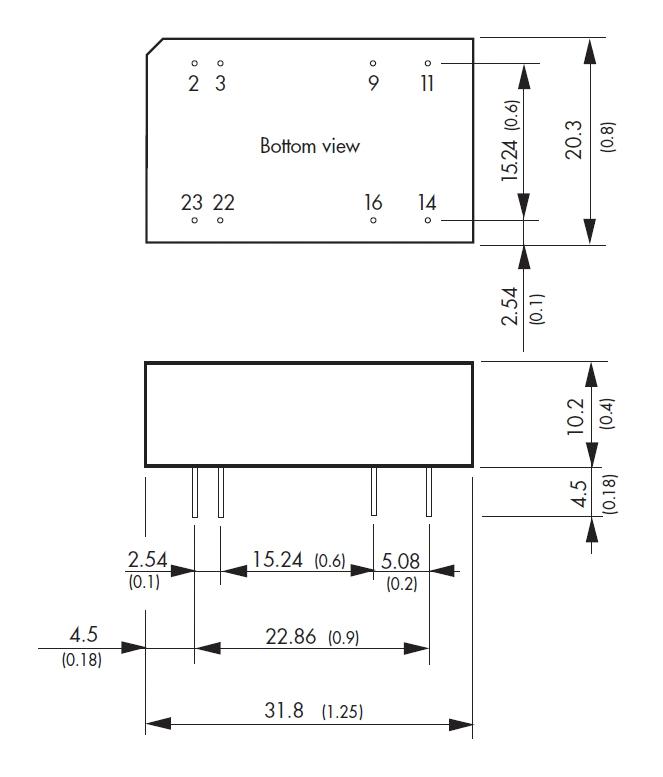 Traco Power TEN 3-4823WIN TEN 3-4823WIN Isolated Through Hole DC/DC Converter ITE 4:1 3 W 2 Output 15 V 100 mA