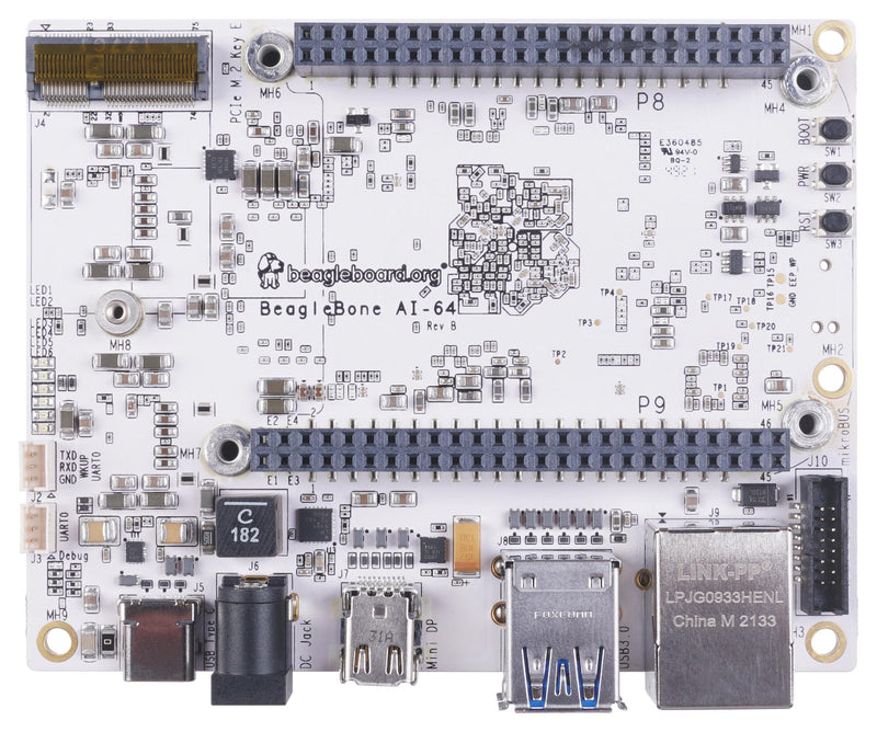 Beagleboard 102110646 Beaglebone AI-64 TDA4VM ARM Cortex-A72 4GB RAM 16GB Emmc USB 3.0 Type-C M.2 E-key