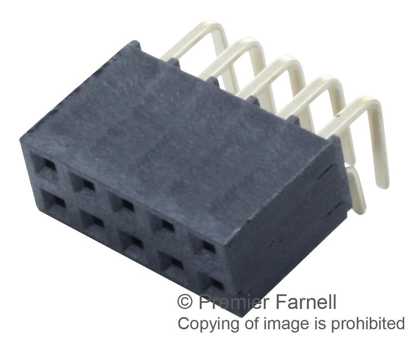 SAMTEC SSW-105-02-G-D-RA Board-To-Board Connector, Right Angle, 2.54 mm, 10 Contacts, Receptacle, SSW Series, Through Hole