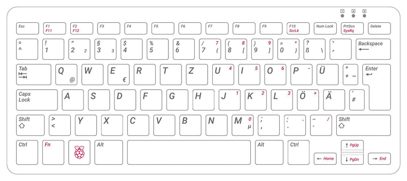 RASPBERRY-PI RPI-KEYB (DE)-RED/WHITE Development Kit Accessory Official Raspberry Pi Keyboard Red/White German Layout Wired