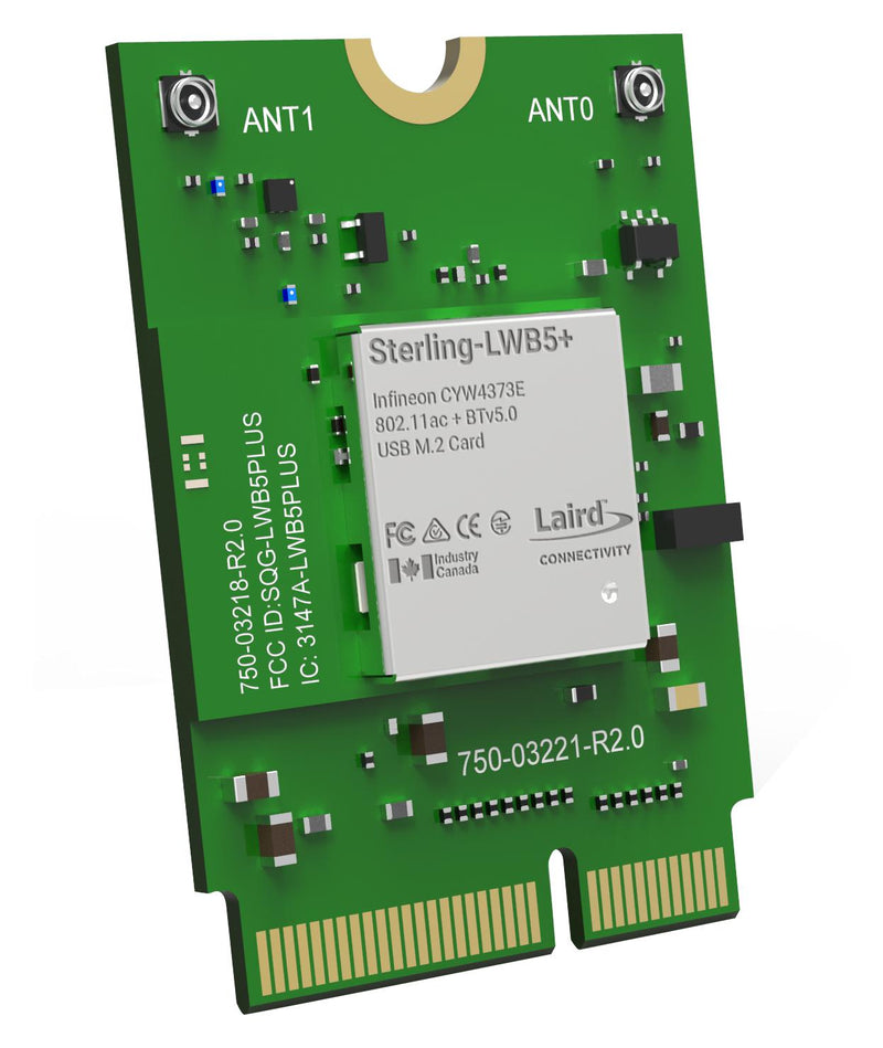 Laird Connectivity 453-00049 Wlan Module Wi-Fi+Bluetooth Dual-Band 2.4GHz &amp; 5GHz Sterling LWB5+ M.2 Key E USB