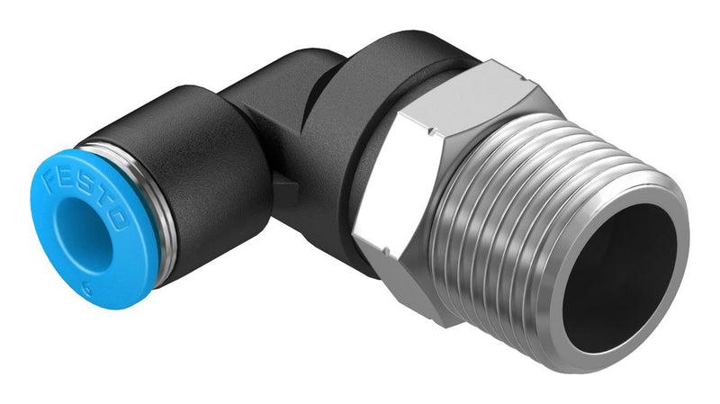Festo QSL-3/8-6 Pneumatic Fitting Push-In L-Fitting R3/8 14 bar 6 mm PBT (Polybutylene Terephthalate) QSL