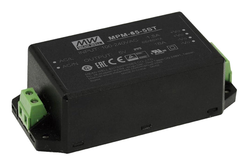 Mean Well MPM-65-5ST AC/DC Enclosed Power Supply (PSU) 113 to 370VDC ITE & Medical 1 Outputs 50 W 5 V 10 A