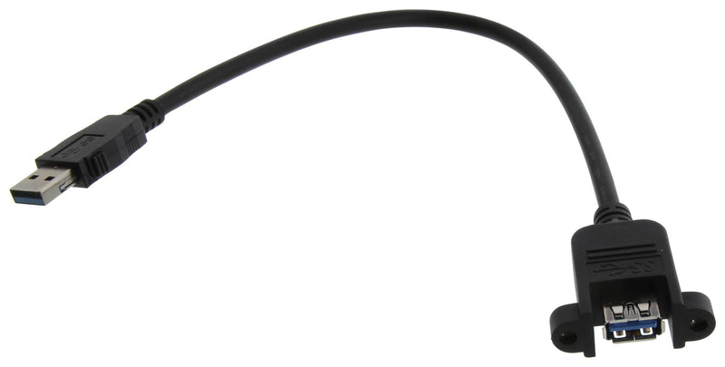 L-COM U3A00100-03M USB Cable 3.0 A PLUG-A Rcpt BLK 11.8"