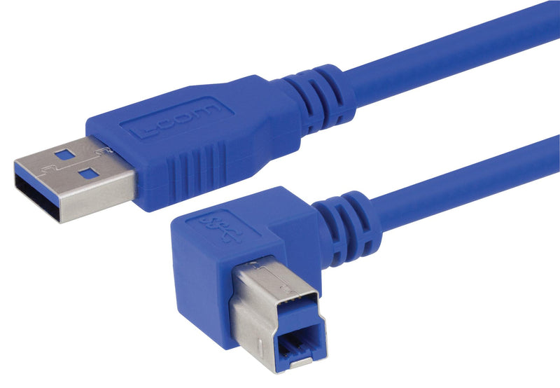 L-COM CA3A-90RB-1M USB Cable Type A Plug to B 1 m 3.3 ft 3.0 Blue New