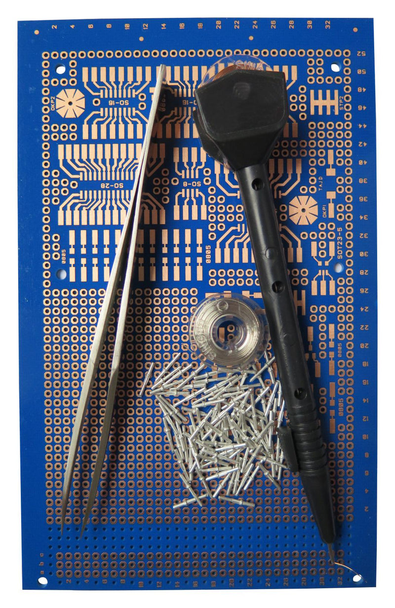 Multicomp PRO MP005868 Assortment Kit Bobbins/Brake/SMT Eurocard/Tweezer/Solder Pins/Wiring Pencil 160 X 100mm Euro Card