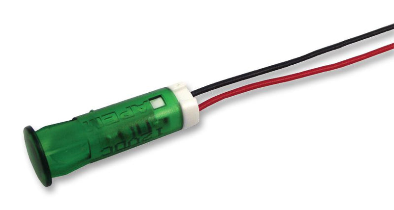 Apem QS83XXG24 QS83XXG24 LED Panel Mount Indicator Snap-in Green 24 VDC 8 mm 20 mA mcd Not Rated