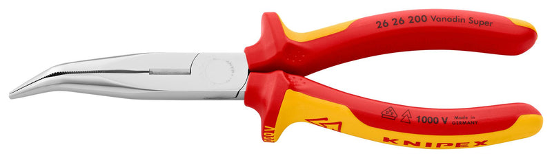 Knipex 26 200 200mm 40&deg; Bent Jaw Chrome Plated Side Cutting Pliers With Insulated 2 Colour Dual Component Handles