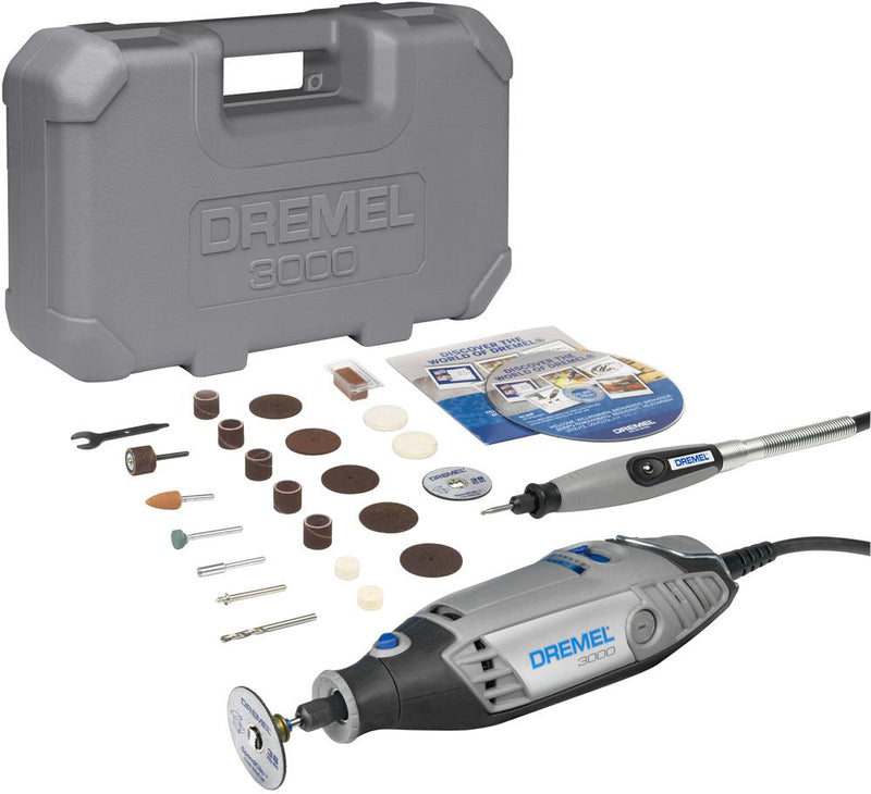 DREMEL 3000-1/25 Rotary Multi tool Kit, Variable Speed, 130 W, 230 V, 33000 rpm, UK Plug