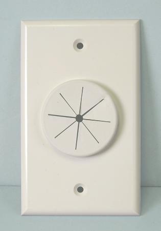 Midlite Products 1GWH-GR1 Single Gang Wireport Cable Pass Through Wall Plate With Grommet - White
