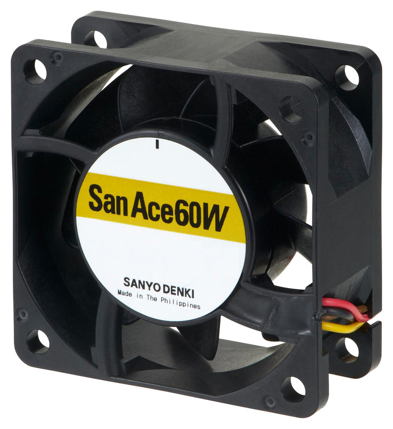 Sanyo Denki 9WPA0624P4G001 DC Axial Fan 24 V Square 60 mm 25 Ball Bearing 53.7 CFM