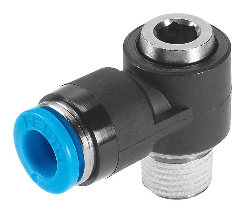 Festo 153098 Pneumatic Fitting Push-In L-Fitting R1/4 14 bar 6 mm PBT (Polybutylene Terephthalate) Qslv