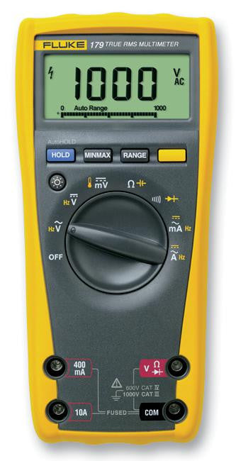 FLUKE FLUKE 179 Digital Multimeter, 170 Series, True RMS, 6000 Count, Auto/Manual Ranging with Temperature