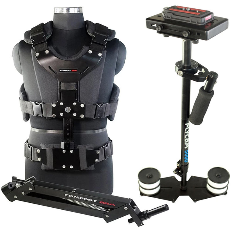 FLYCAM 5000 Stabilizer with Sliding QR Platform, Table Clamp, Arm Brace, and Comfort Arm & Vest