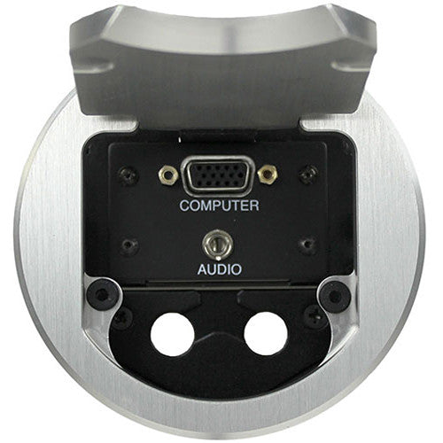 FSR T3-IPS Two-Space IPS Table Box with Two Cable Pull-Through Brackets (Round, Aluminum)