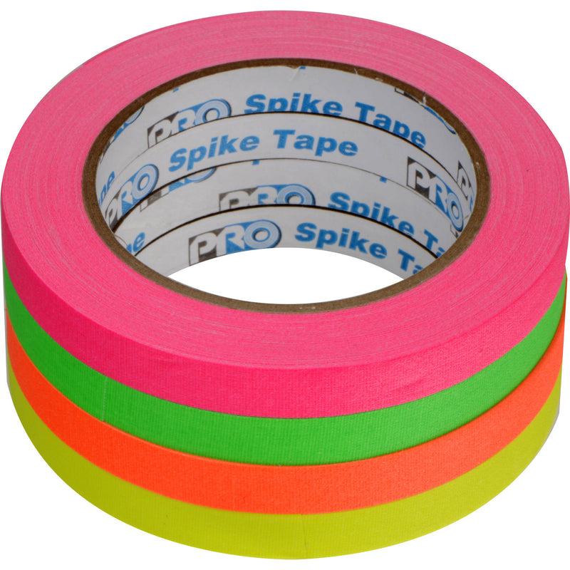 ProTapes Pro Spike Stack Fluorescent Cloth Tape Set (Four 1/2" x 60' Rolls)
