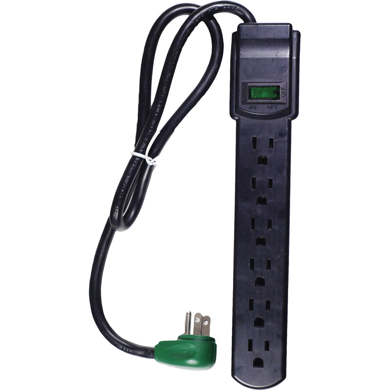 Go Green 6-Outlet Surge Protector (Black, 3')