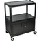 Luxor AVJ42XLC Steel Adjustable Height Extra Large AV Cart with Cabinet - Black