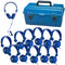 HamiltonBuhl Lab Pack of Favoritz Student Headphones with In-Line Microphones (Set of 12, Blue)