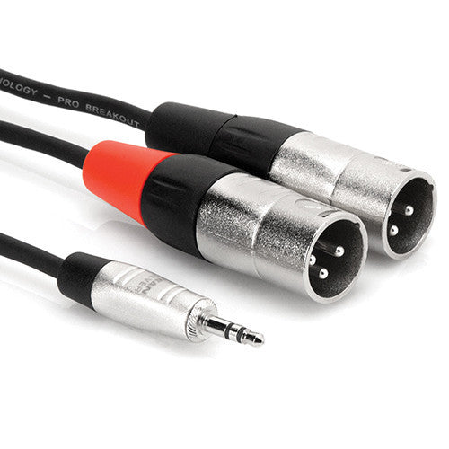 Hosa Technology 3.5" Stereo Mini to Dual 3-Pin XLR Male Breakout Cable (10')
