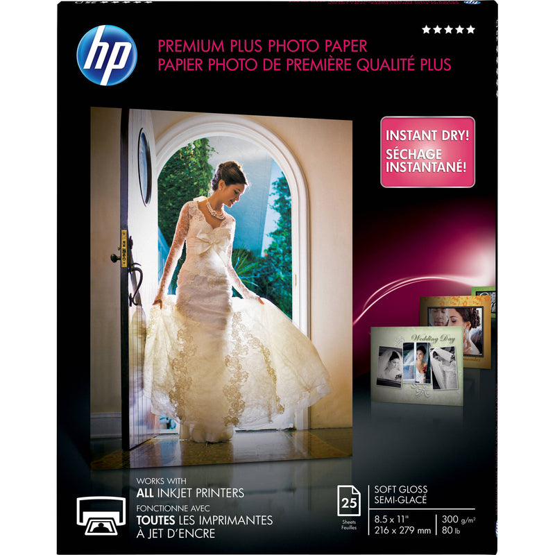 HP Premium Plus Soft-Gloss Photo Paper (8.5 x 11", 25 Sheets)