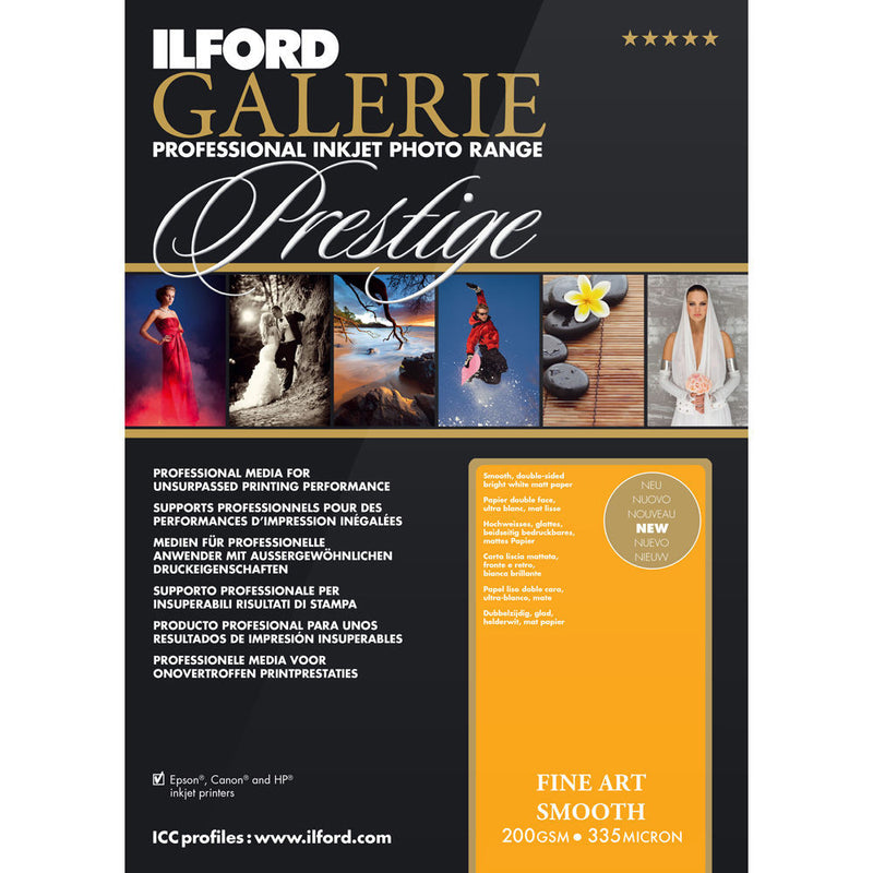 Ilford GALERIE Prestige Fine Art Smooth Paper (200 gsm, 13 x 19", 25 Sheets)