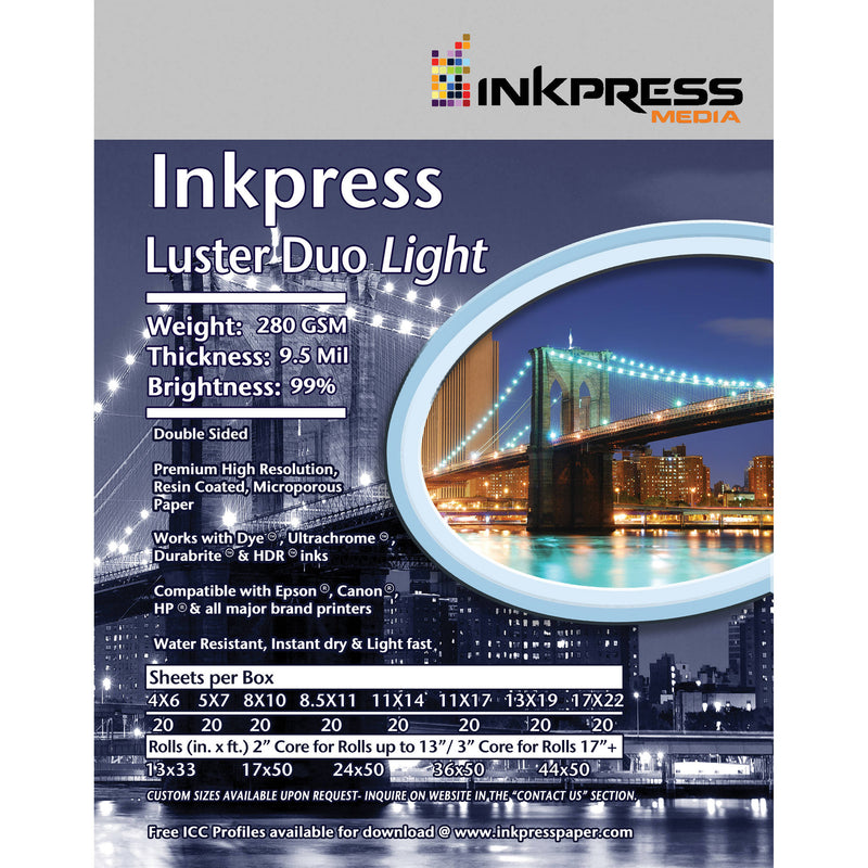 Inkpress Media Luster Duo 280 Paper (4 x 6", 20 Sheets)