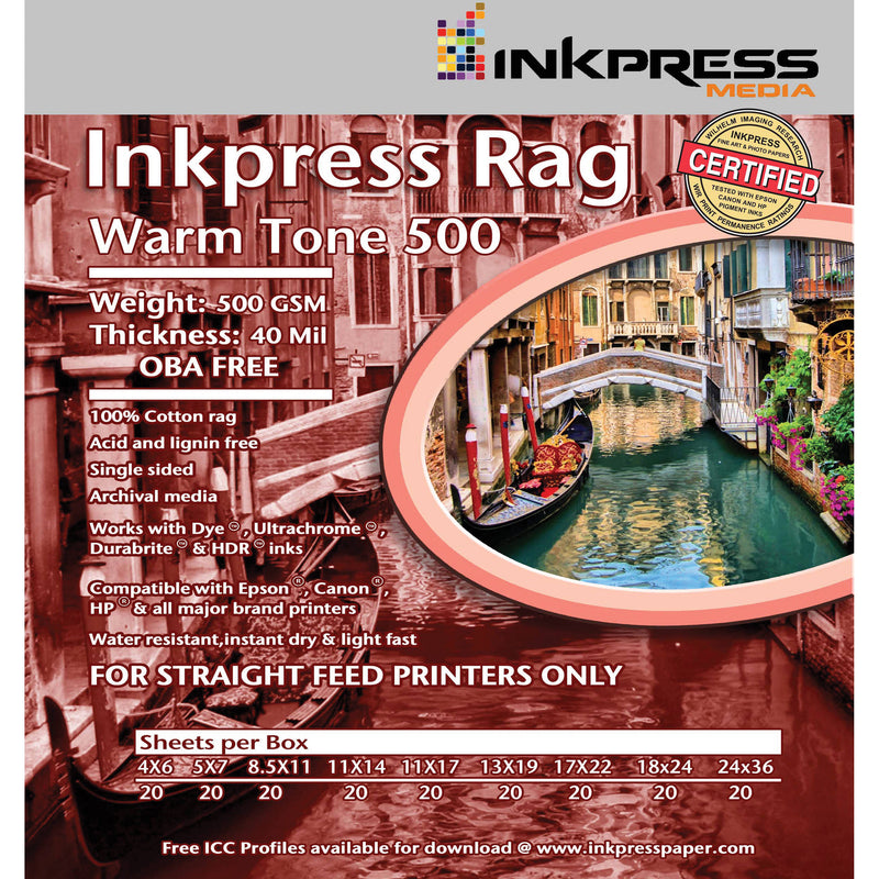 Inkpress Media Rag Warm Tone 500 Paper (4 x 6", 20 Sheets)