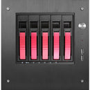 iStarUSA S-35-B5SA Compact Stylish 5x 3.5" Hotswap mini-ITX Tower (Red HDD Handles)