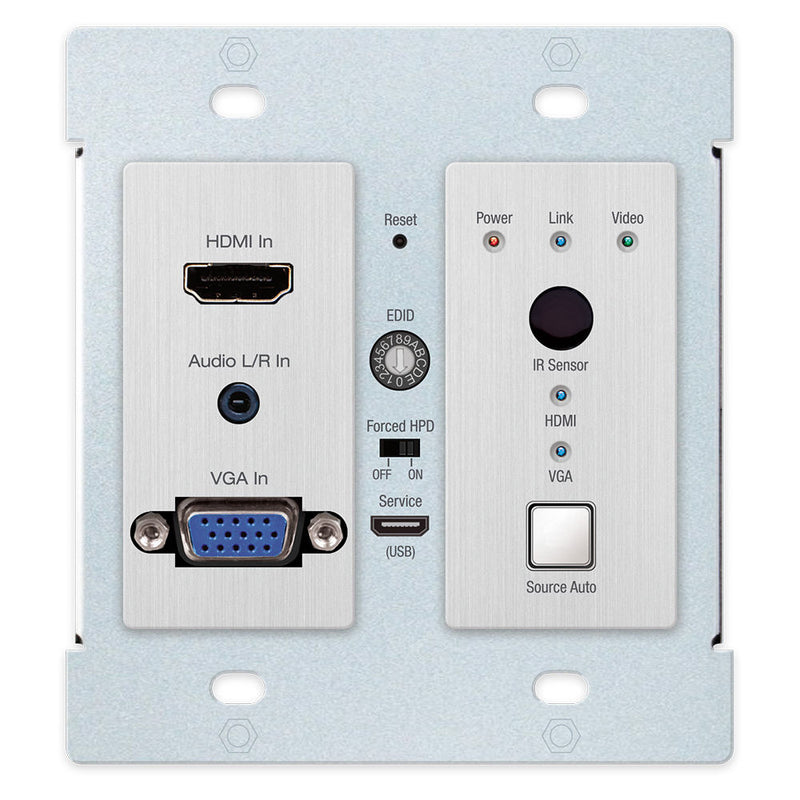 Key Digital 2x1 4K/18G HDBT PoH Wall Plate Switcher with HDMI & VGA, IR, RS-232 (Transmitter Only)