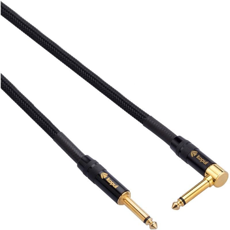 Kopul Studio Elite 4000B Series 1/4" Male Right-Angle to 1/4" Male Instrument Cable with Braided Mesh Jacket (3')