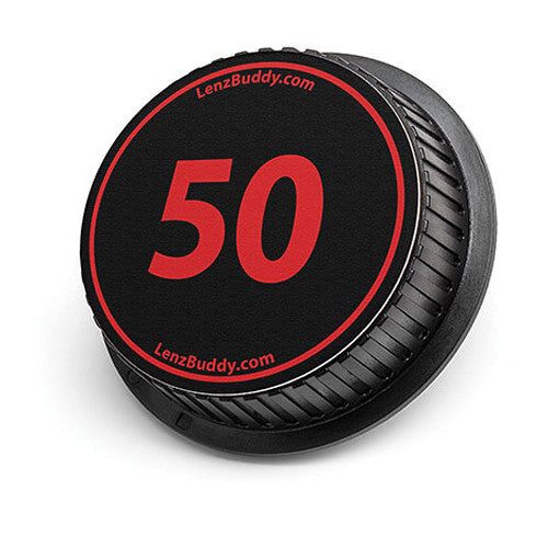 LenzBuddy 50mm Rear Lens Cap (Black & Red)
