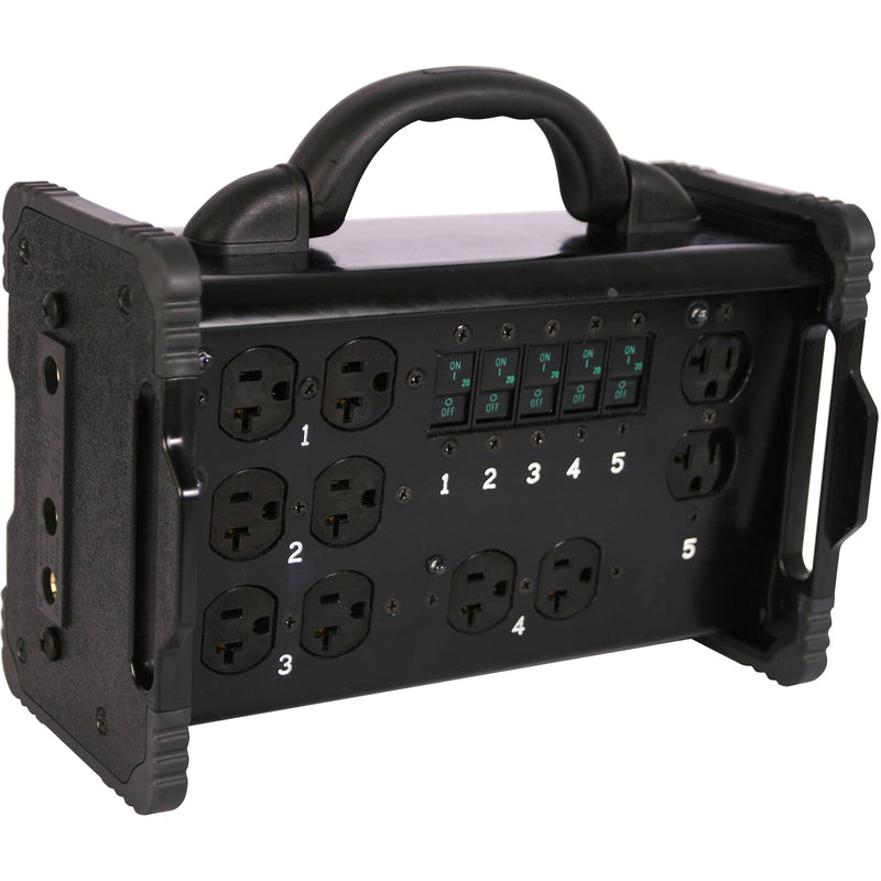 Lex Products 100A Bento Box With 100A Stage Pin Inlet And Feed Thru, (5) 5-20 Duplex Receptacles