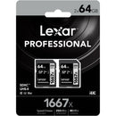 Lexar 64GB Professional 1667x UHS-II SDXC Memory Card (2-Pack)