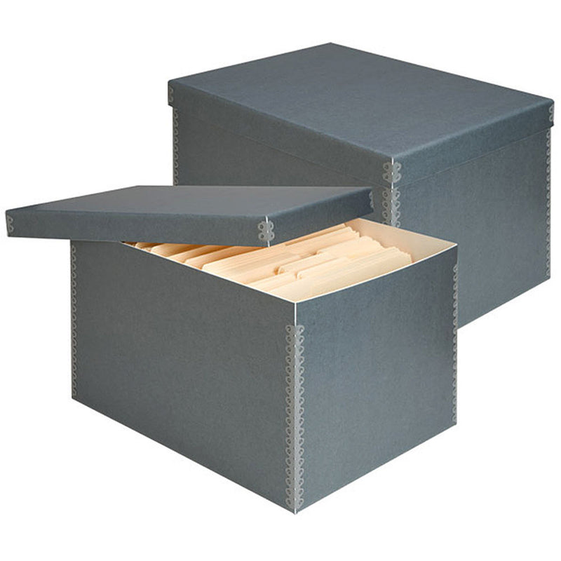 Lineco 12 x 15 x 10" Metal Edge Record Storage Box (Blue/Gray)