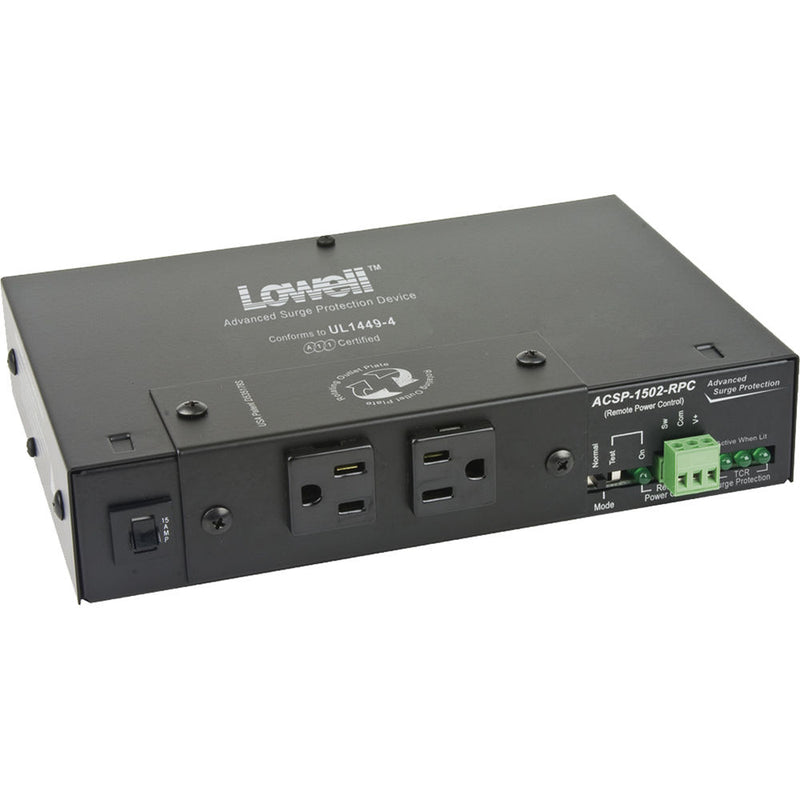 Lowell Manufacturing Compact Surge Suppressor-15A, 2 Outlets, Remote Power Control, Detachable Cord