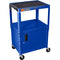 Luxor Adjustable Height Steel A/V Cart With Cabinet (Blue)