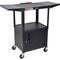 Luxor Steel Adjustable A/V Utility Cart with Cabinet & Drop Leaf (Black)