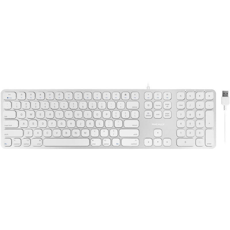 Macally Aluminum Slim Keyboard with 2 USB Ports