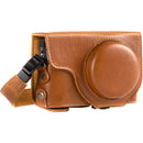 MegaGear Ever Ready Leather Camera Case for Panasonic LUMIX DC-ZS70 and DC-TZ90 (Light Brown)