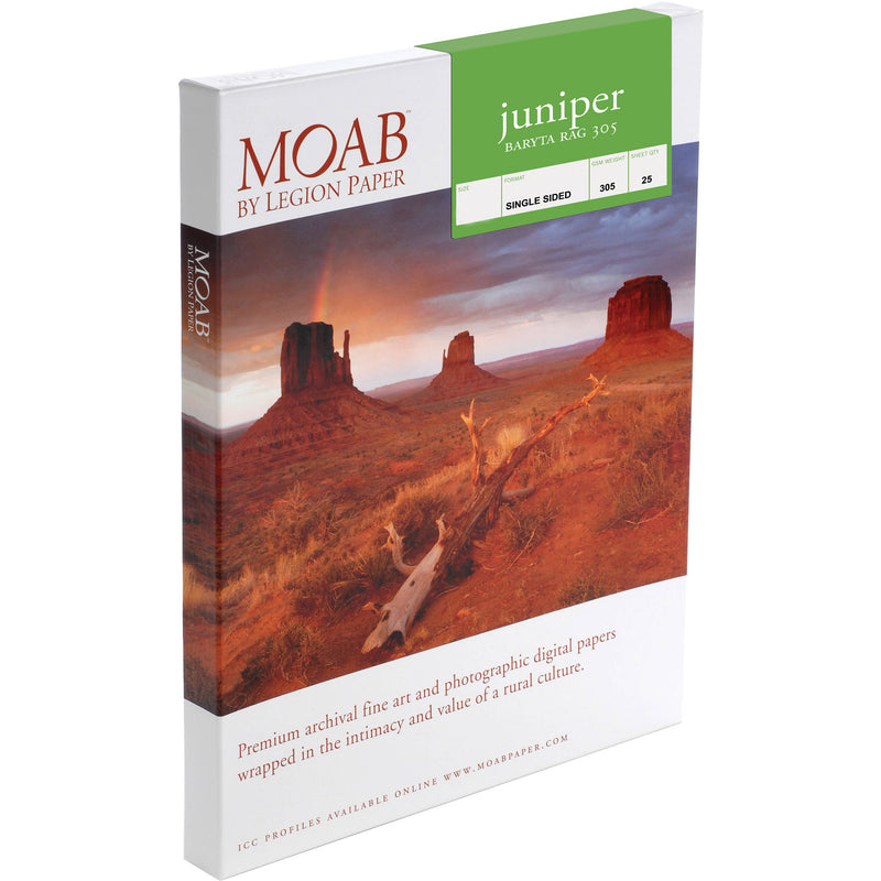 Moab Juniper Baryta Rag 305 Paper (5 x 7", 25 Sheets)