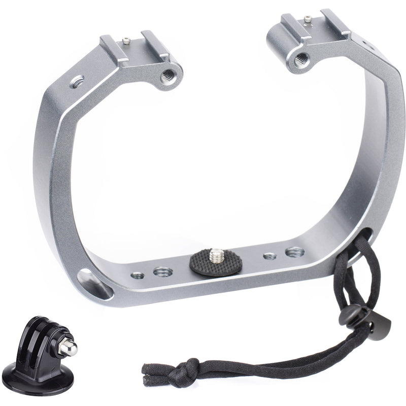 Movo Photo Underwater Diving Rig With Cold Shoe Mounts Wrist Strap For Waterproof Action Cams