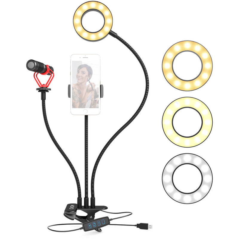 Movo Photo VGC-3/VXR10 3-Arm Selfie Ring Light & Microphone Kit