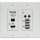 MuxLab UHD-4K HDMI/USB over IP PoE Wall Plate Receiver (White)