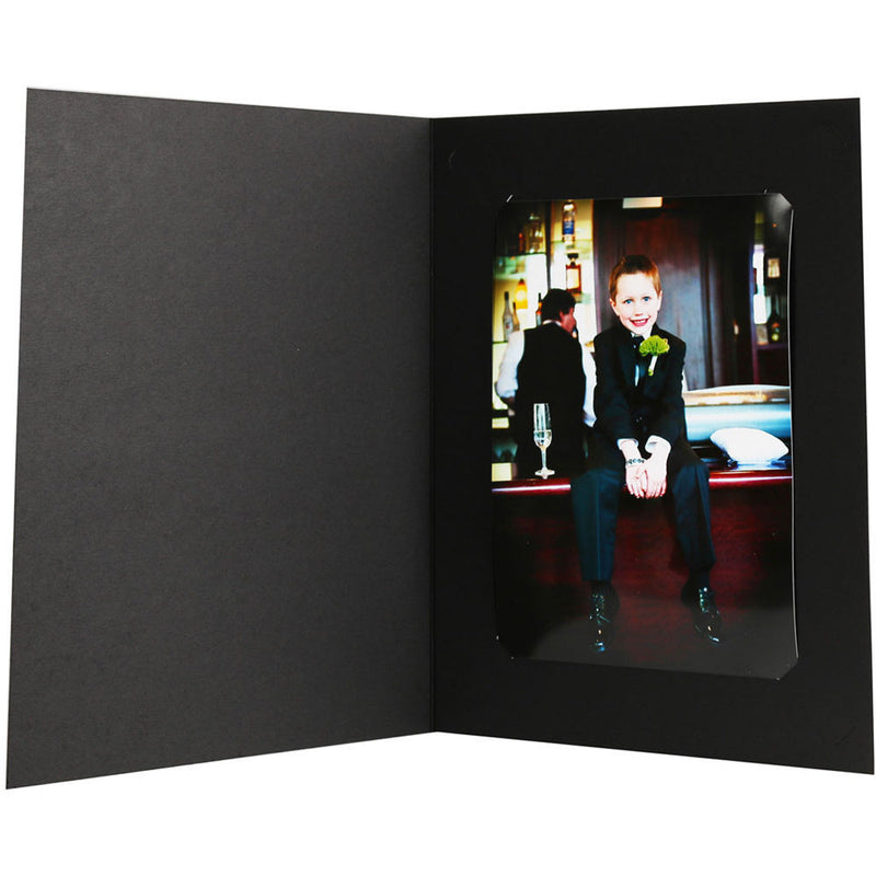 National Photo Folders Slit-Cut Photo Folder for Prints (6 x 8" and 8 x 10", 25-Pack, Black)