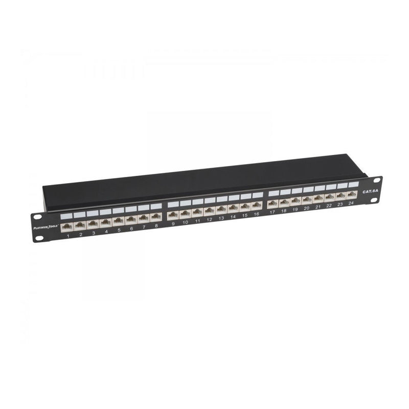 Platinum Tools 24-Port Cat6A Shielded Patch Panel (1 RU)