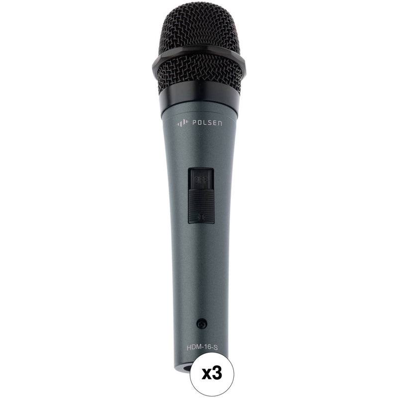 Polsen HDM-16-S Handheld Dynamic Performance Microphones Kit (Set of 3)